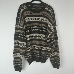 David Taylor Sweater Size 2XL Vintage Striped Crew Grandpa Grunge Made In USA